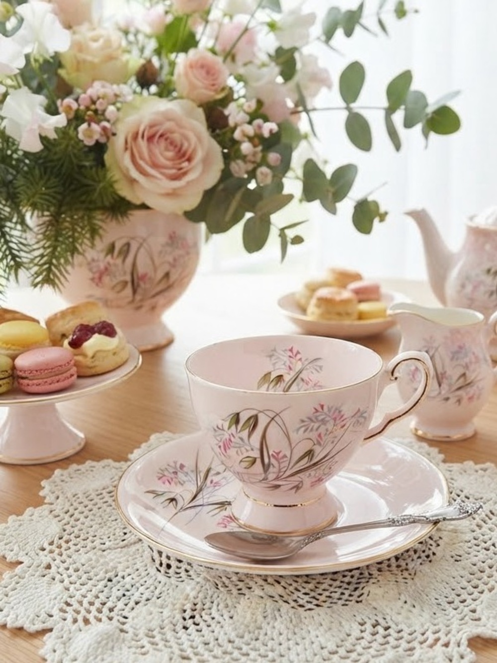 Tuscan Fine English Bone China Made In England “Glendale” Cup Saucer Pale Pink